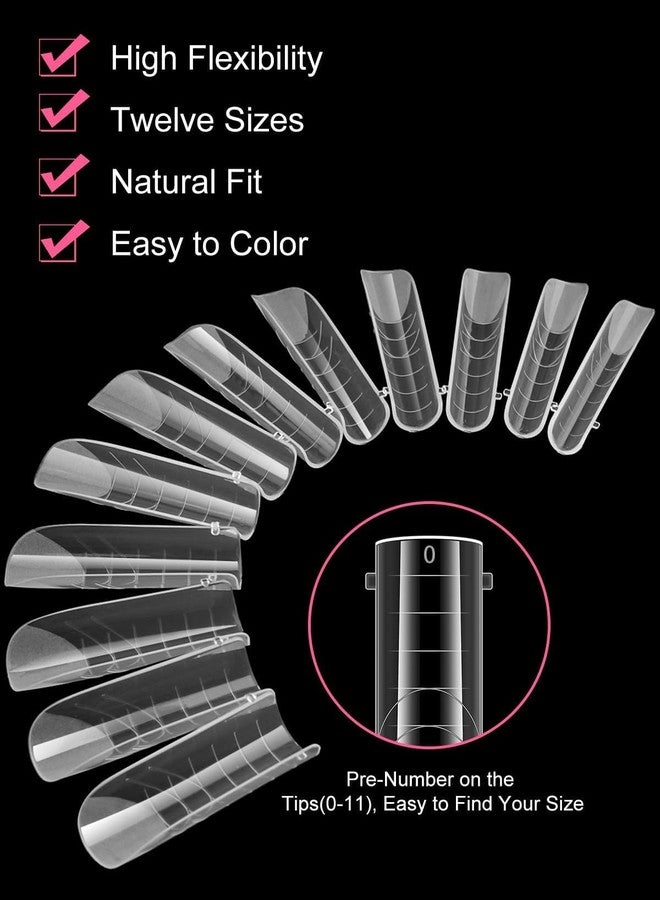 EBANKU 120Pcs Matte Dual Nail Forms, Clear Poly Gel Nail Molds Square Full Cover Coffin Nail Tips Extension Forms 12 Sizes for Gel Manicure Nail Art Design Salon&DIY - Image 3
